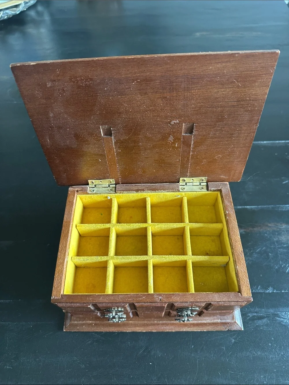 Classic Wooden Jewelry Organizer in Brown with Ornate Metal Pulls